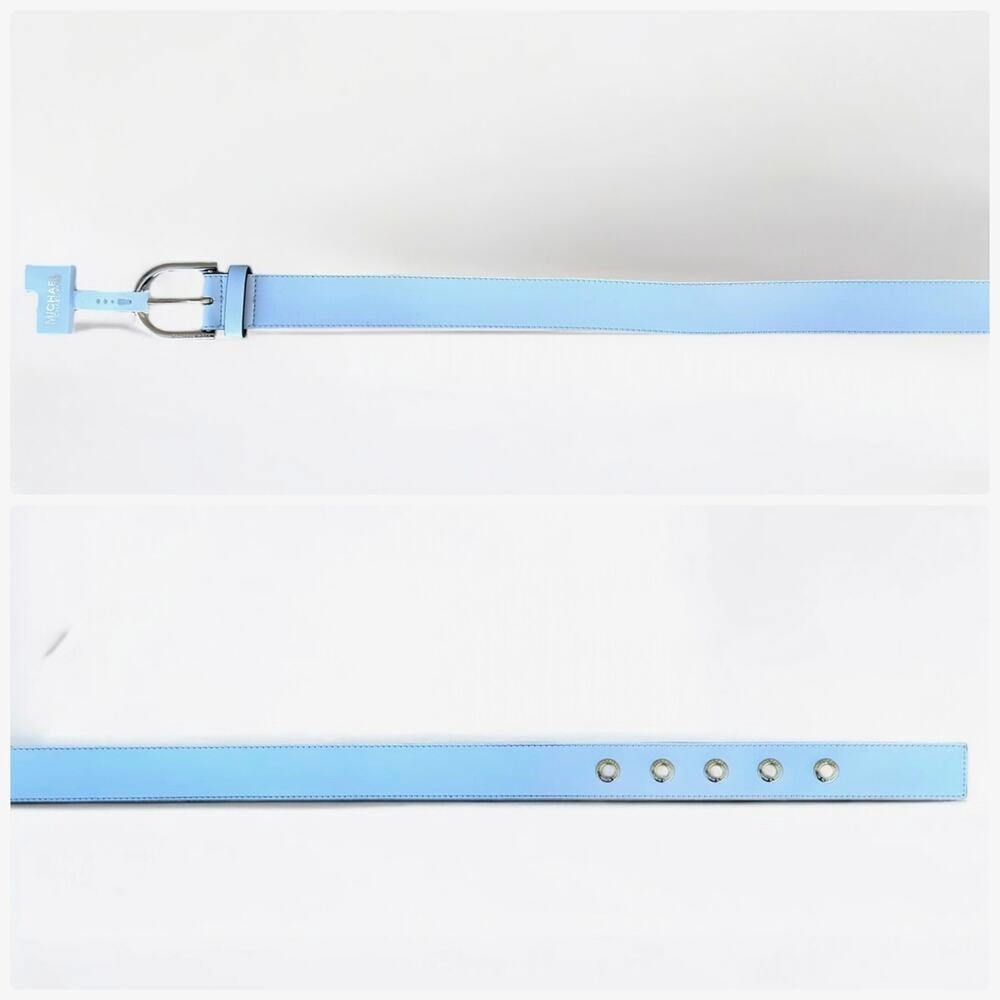 Michael Kors Medium 100% Genuine Leather Belt White Gold Grommets Hardware M New - Picture 3 of 8
